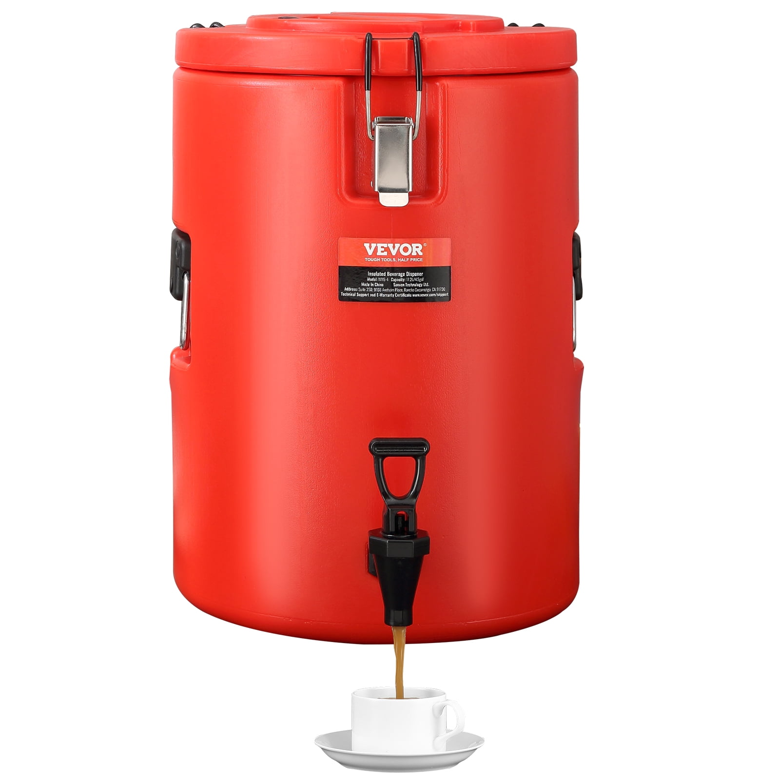 VEVOR Stainless Steel Insulated Beverage Dispenser, 4.5 Gallon 17.2 Liter, Thermal Hot and Cold Drink Server Dispenser with Spigot Handle, Food-grade for Hot Tea Coffee Water Restaurant Drink Shop