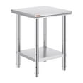 thumbnail image 1 of VEVOR Stainless Steel Prep Table, 24 x 24 x 31 Inch, 700 lbs Load Capacity, Heavy Duty Metal Worktable with 3 Adjustable Height Levels, Commercial Workstation for Kitchen Garage Restaurant Backyard, 1 of 10