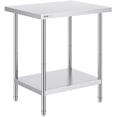 thumbnail image 1 of VEVOR Stainless Steel Prep Table, 24 x 30 x 34 Inch, 700 lbs Load Capacity, Heavy Duty Metal Worktable with 3 Adjustable Height Levels, Commercial Workstation for Kitchen Garage Restaurant Backyard, 1 of 9
