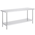 thumbnail image 1 of VEVOR Stainless Steel Prep Table, 24 x 72 x 34 Inch, 880 lbs Load Capacity, Heavy Duty Metal Worktable with 3 Adjustable Height Levels, Commercial Workstation for Kitchen Garage Restaurant Backyard, 1 of 9