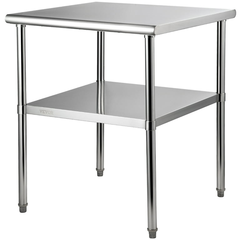 VEVOR Stainless Steel Table, 60 x 30 inch, Heavy Duty Prep & Work Metal  Workbench with Adjustable Storage Under Shelf and Table Feet, Commercial