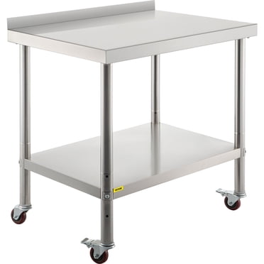 Stainless Steel Prep Table, 30 X 48 X 34 Inch, Heavy Duty Metal Worktable With 3 Adjustable Height Levels Commercial Workstation For Kitchen Garage Restaurant Backyard P 010894242446