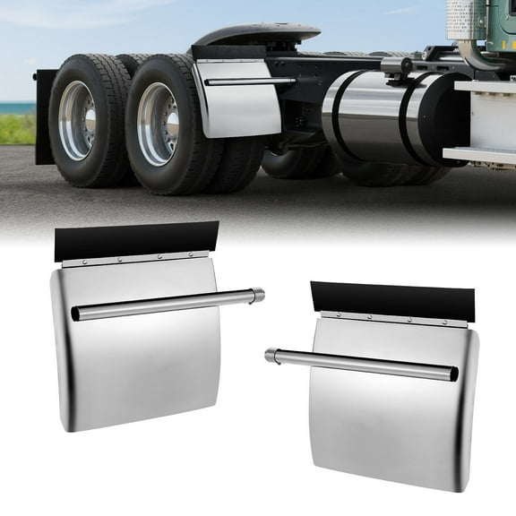 VEVOR Stainless Steel Quarter Fenders for Semi Trucks, 24" x 24" Semi Truck Fenders with Tube Bracket and Mounting Hardware, 1 Pair Right & Left Quarter Fender Set, Fit for Freightliner, Peterbilt