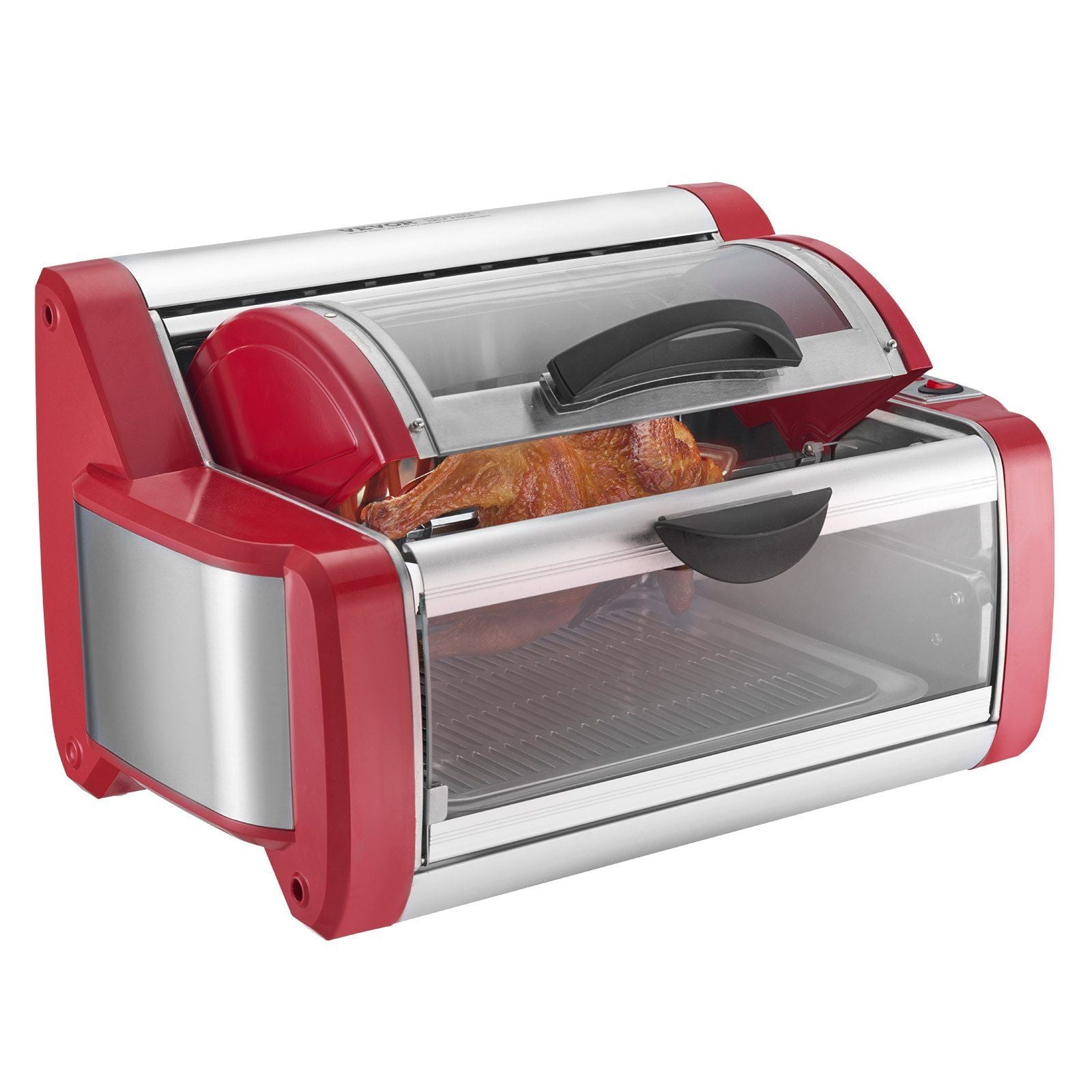 Red and Stainless Steel Electric Shawarma Grill Machine with Rotating Function
