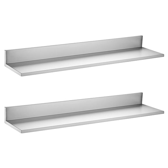 VEVOR Stainless Steel Shelf 8.6" x 36" 2-Pack Wall Mount Floating Shelf, Heavy Duty L-Shaped Commercial Shelves, 66LBS Strong Capacity, Easy to Clean, Suitable for Restaurant, Home Kitchen, Garage