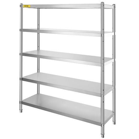VEVOR Stainless Steel Shelving 60x18.5 inch 5 Tier Adjustable Shelf Storage Unit Stainless Steel Heavy Duty Shelving for Kitchen Commercial Office Garage Storage 330lb Per Shelf