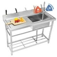 thumbnail image 1 of VEVOR Stainless Steel Utility Sink, 1 Compartment Free Standing Small Sink w/Workbench Faucet & legs, 47.2 x 19.7 x 37.4 in Commercial Single Bowl Sinks for Garage, Restaurant, Laundry, 1 of 9
