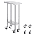 thumbnail image 1 of VEVOR Stainless Steel Work Table 24 x 12 x 38 Inch, 500 LBS Load Capacity with 4 Wheels, 3 Adjustable Height Levels, Heavy Duty Food Prep Worktable for Commercial Kitchen Restaurant, Silver, 1 of 9