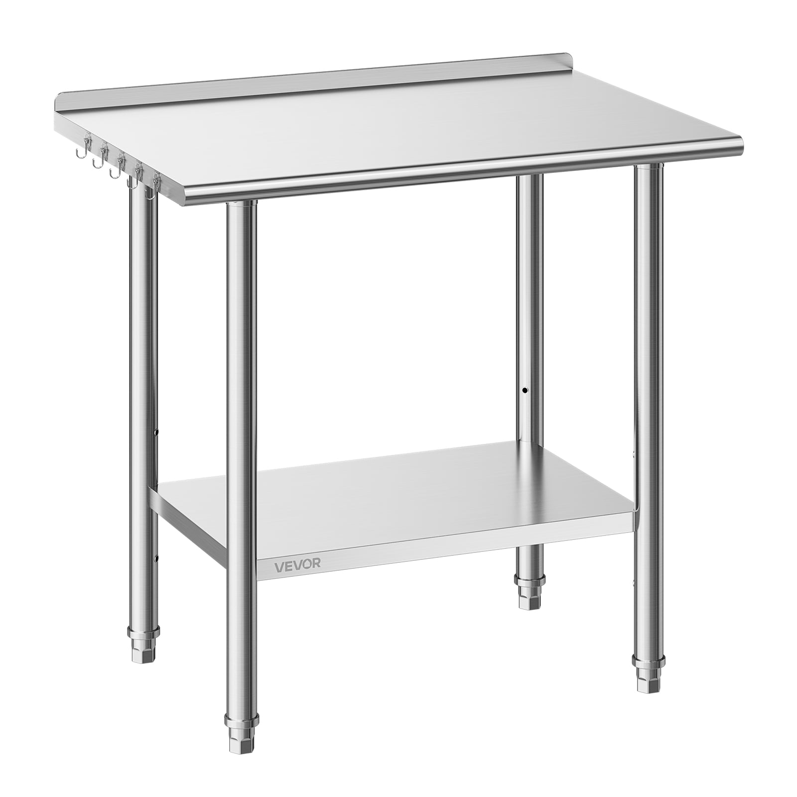 VEVOR Stainless Steel Work Table, 24x36 Inch Food Prep Table with Backsplash, Commercial Kitchen Workstation with Adjustable Undershelf, Metal Heavy Duty Utility Worktable,for Restaurant Home Outdoor