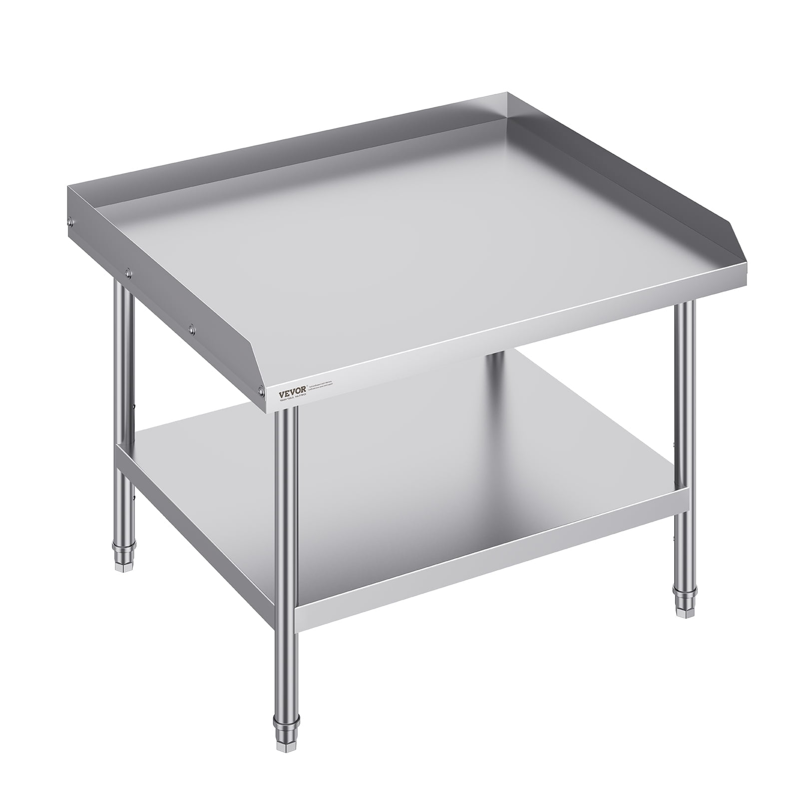 VEVOR Stainless Steel Work Table,30 x 36 x 26 Inch Commercial Food Prep Worktable,3-Sided Backsplash Heavy Duty Prep Worktable,Metal Work Table with Adjustable Height for Restaurant Home Hotel