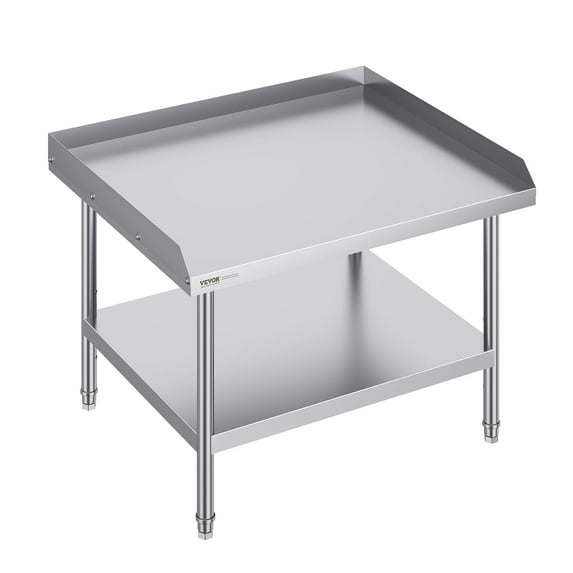 VEVOR Stainless Steel Work Table,30 x 36 x 26 Inch Commercial Food Prep Worktable,3-Sided Backsplash Heavy Duty Prep Worktable,Metal Work Table with Adjustable Height for Restaurant Home Hotel