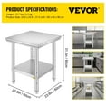 thumbnail image 1 of VEVOR Stainless Steel Work Table Commercial Kitchen Prep & Work Table Heavy Duty Worktable with Adjustable Feet 24 x 24 x 32 Inch, 1 of 5