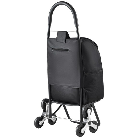 VEVOR Stair Climber Trolley Dolly, 36L Folding Shopping Cart, Grocery Cart Trolley Laundry Stair Climbing Handcart with 6 Wheels & Oxford Cloth Bag, Foldable Cart for Shopping Grocery Laundry, Black