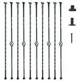 thumbnail image 1 of VEVOR Staircase Metal Balusters, 44'' x 1/2" Galvanized Steel Decorative Banister Spindles, 10 Pack Deck Baluster with Hollow Single Baskets, Twists, Spiral Stair Railing w/ Shoes & Screws, 1 of 9