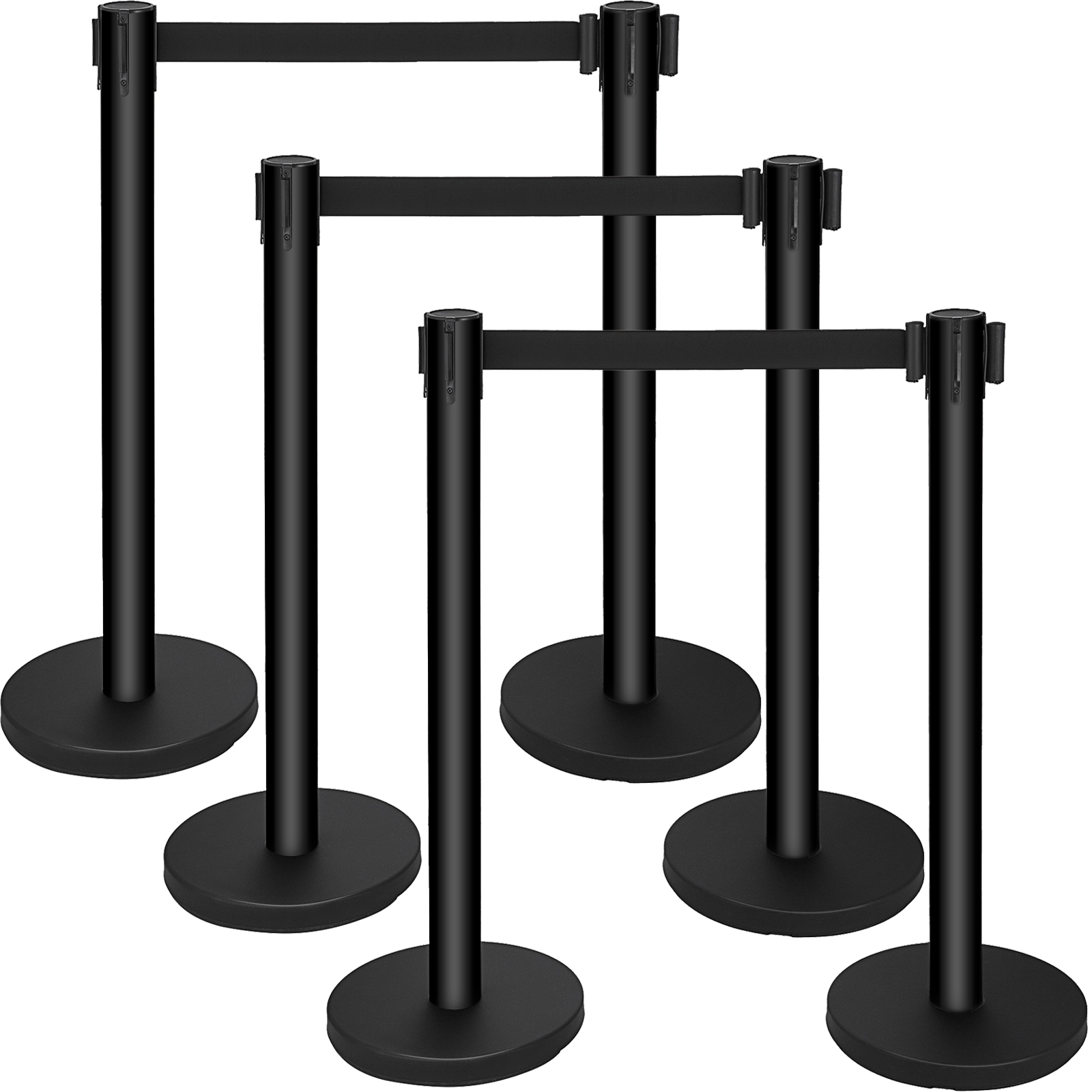 Costway 6Pcs Stanchion Posts Queue Pole Retractable Red Belt Crowd