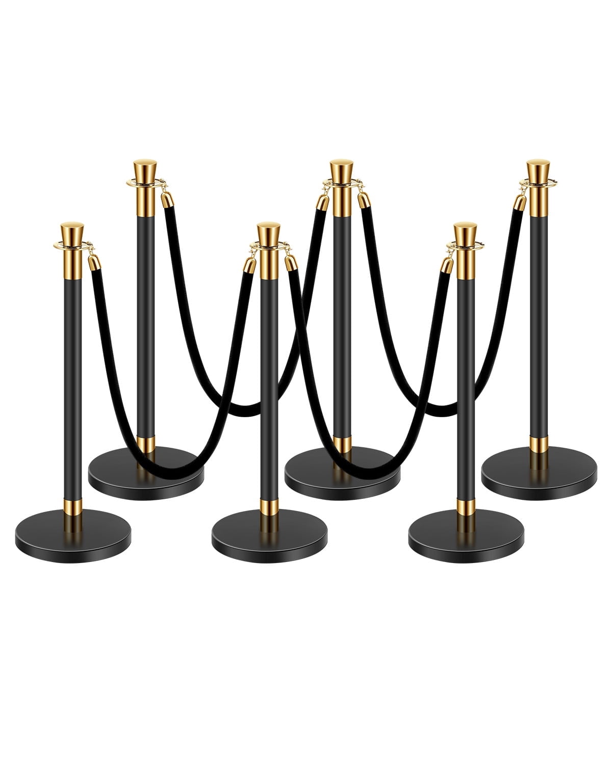 Velvet Ropes VEVOR Stanchions and Velvet Ropes, 6 Pcs Crowd Control Barriers ...