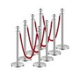 thumbnail image 1 of VEVOR Stanchions and Velvet Ropes 8Pcs, Hollow Base with Stainless Steel Post, 4 Red Velvet Ropes and Posts, Crowd Control Barriers Silver Stanchions, Red Carpet Runner Poles for Party Supplies, 1 of 9