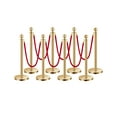 thumbnail image 1 of VEVOR Stanchions and Velvet Ropes 8Pcs, Hollow Base with Stainless Steel Post, 6 Red Velvet Ropes and Posts, Crowd Control Barriers Gold Stanchions, Red Carpet Runner Poles for Party Supplies, 1 of 9