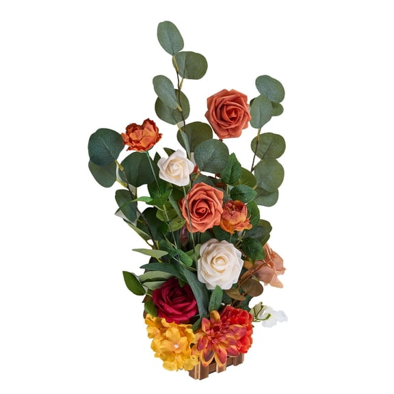 VEVOR Standing Artificial Flowers Arrangements 4 PCS, 17.5-Inch Tall Faux Flower Decorations for Wedding Aisle Runner Chair, Orange Floral Centerpieces for Ceremony Reception Party Outdoor D