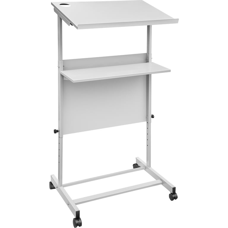 VEVOR Stand Up Lectern, Height Adjustment Portable Pulpit, Lectern Podium  with 4 Rolling Casters, Lower Storage Shelf Floor Lectern Podium, White  Lecterns & Podiums for Classroom, Concert, Church