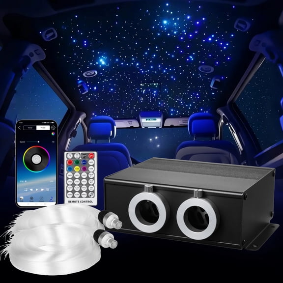 VEVOR Starlight Headliner Kit, 900 pcs 0.03 in 9.8 ft, 20W Twinkle Fiber Optic Star Ceiling Lights for Car, Bluetooth APP, Remote Control,Sound Activated, RGBW Light Engine,for Home Bed Room Decor