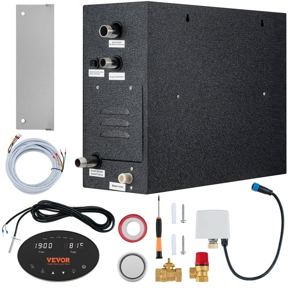 VEVOR Steam Shower Generator, 15 kW, Segmented Heating & Temperature Customization & 24h Timer Steam Bath Kit,Automatic Drainage Luxury Home Steam Shower System,Acrylic Room Tested to UL Standards