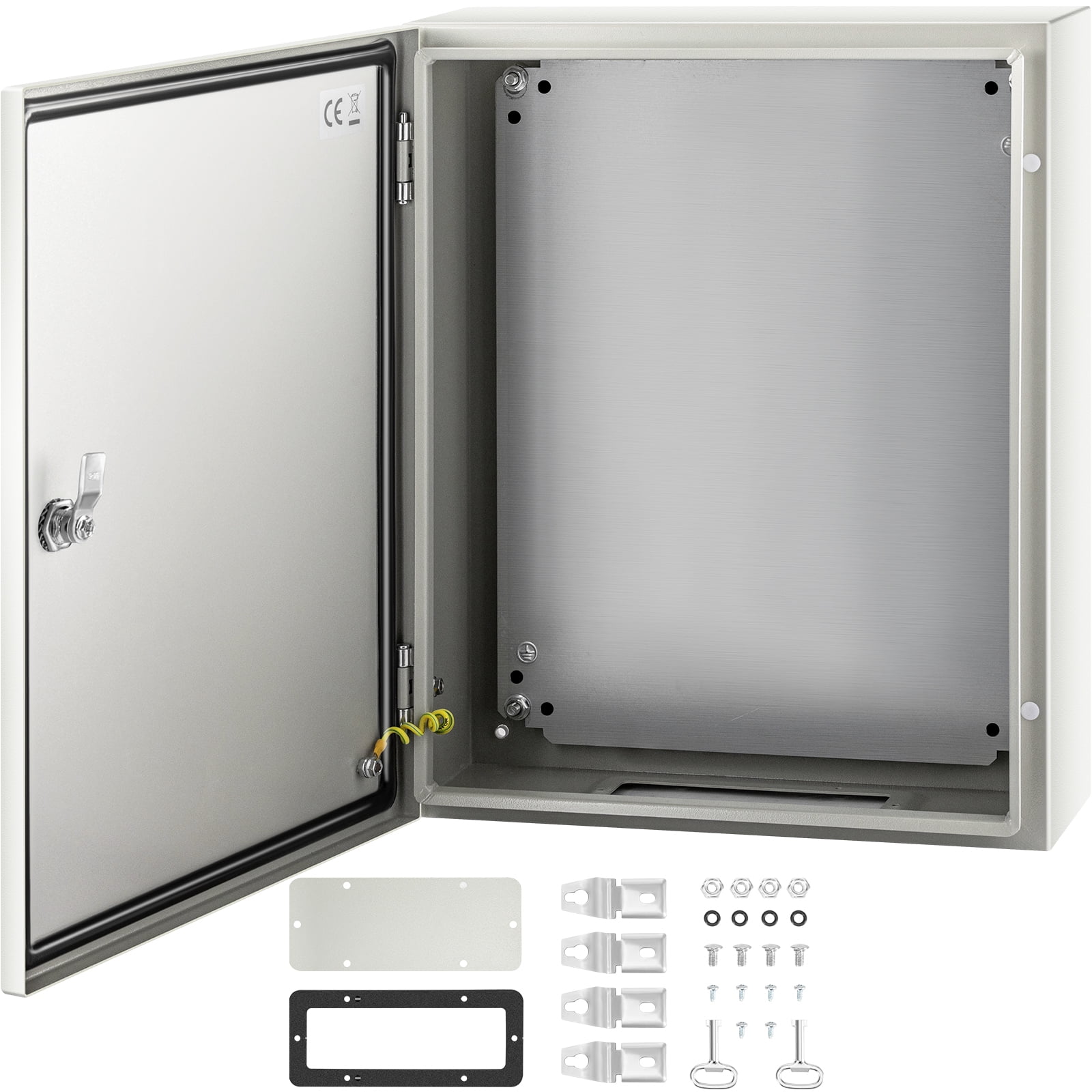 VEVOR Steel Electrical Box 20"x 16"x 6" Electrical Enclosure Box, Carbon Steel Hinged Junction Box, IP65 Weatherproof Metal Box Wall-Mounted Electronic Equipment Enclosure Box with Mounting Plate