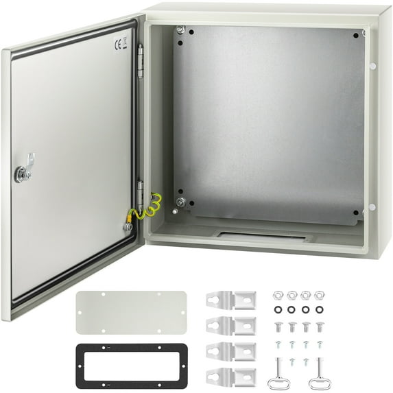 VEVOR Steel Electrical Box 20"x 20"x 6" Electrical Enclosure Box, Carbon Steel Hinged Junction Box, IP65 Weatherproof Metal Box Wall-Mounted Electronic Equipment Enclosure Box with Mounting Plate