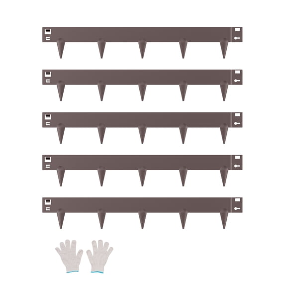 VEVOR Steel Landscape Edging, 5 Packs 39 x 3 in Rust-Resistant Metal Landscape Edging, Bendable Garden Edging Border, Heavy Duty Lawn Edging, Easy-to-Install, Flower Bed Yard Pathway Divider Brown
