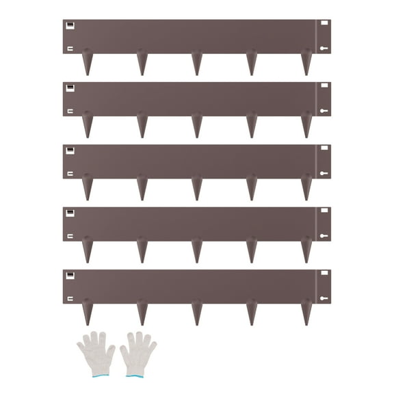 VEVOR Steel Landscape Edging, 5 Packs 39 x 5 in Rust-Resistant Metal Landscape Edging, Bendable Garden Edging Border, Heavy Duty Lawn Edging, Easy-to-Install, Flower Bed Yard Pathway Divider Brown