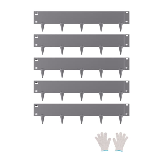 VEVOR Steel Landscape Edging, 5 Packs 39 x 5 in Rust-Resistant Metal Landscape Edging, Bendable Garden Edging Border,Heavy Duty Lawn Edging, Easy-to-Install,Flower Bed Yard Pathway Divider Dark Gray