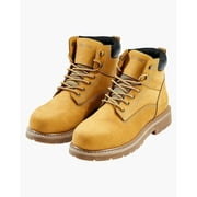 VEVOR Steel Toe Work Boots, US Size 9.5, Waterproof Work Boots for Men, Slip-Resistant Work Boot, Lightweight and Breathable Rubber Sole Mens Boots for Industry Construction, Brown Yellow