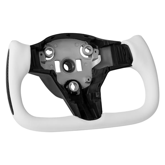 VEVOR Steering Wheel for 2016-2023 Tesla Model 3, Carbon Fiber Steering Wheel D-Shaped Flat-Bottom with Heating Function, Leather Grip with Non-Slip Texture, Accessories Replacement for Model 3, Whit