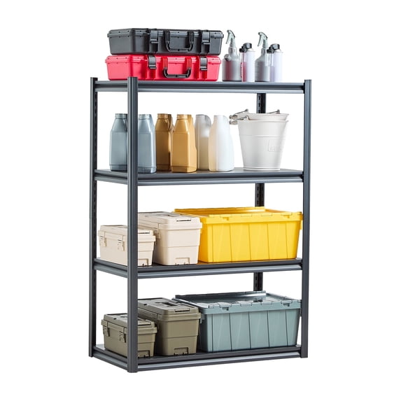 VEVOR Storage Shelves, 2400 lbs, 4 Tier Garage Storage Shelving, 20" D x 40" W x 57" H Adjustable Metal Shelves for Garage Shelves Utility Rack Shelf, Ideal for Kitchen, Warehouse, Basement, Black