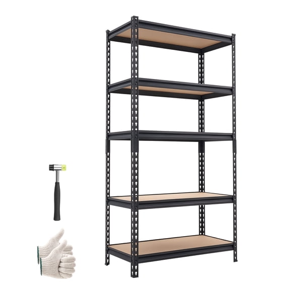 VEVOR Storage Shelves, 5-Tier Adjustable, 2000 lbs Capacity, Heavy Duty Garage Storage Shelving Unit, Metal Utility Rack Shelf, for Kitchen Pantry Basement Bathroom, 32.36" W x 16.34" D x 62.76" H