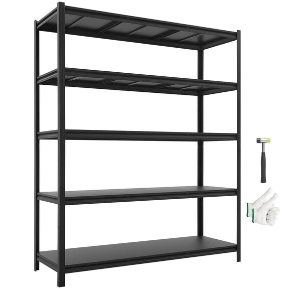 VEVOR Storage Shelves, 5-Tier Adjustable, 3000 lbs Capacity, Heavy Duty Garage Storage Shelving Unit, Metal Utility Rack Shelf, for Garage Workshop Warehouse Basement, 59.49" W x 20.55" D x 71.38" H