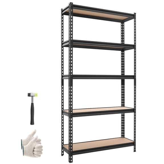 VEVOR Storage Shelves, 5-Tier Adjustable, 3000 lbs Capacity, Heavy Duty Garage Storage Shelving Unit, Metal Utility Rack Shelf, for Kitchen Pantry Basement Bathroom, 36.34" W x 12.17" D x 71.38" H