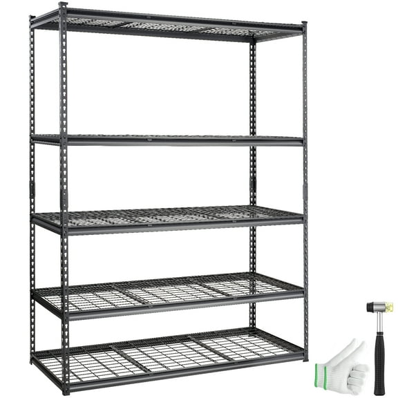 VEVOR Storage Shelving Unit,5-Tier Adjustable,2000 lbs Capacity,Heavy Duty Garage Shelves Metal Organizer Wire Rack, Black, 60" L x 24" W x 78" H for Kitchen Pantry Basement Bathroom Laundry Closet
