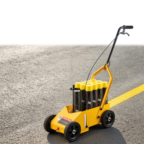 VEVOR Striping Line Marking Machine 12-Can Capacity Yellow with 4 Wheels, Parking Lot Striping Machine, 2 to 4 in Adjustable Line Width, Heavy Duty, Fast and Accurate Marking, with Adapter Nozzle