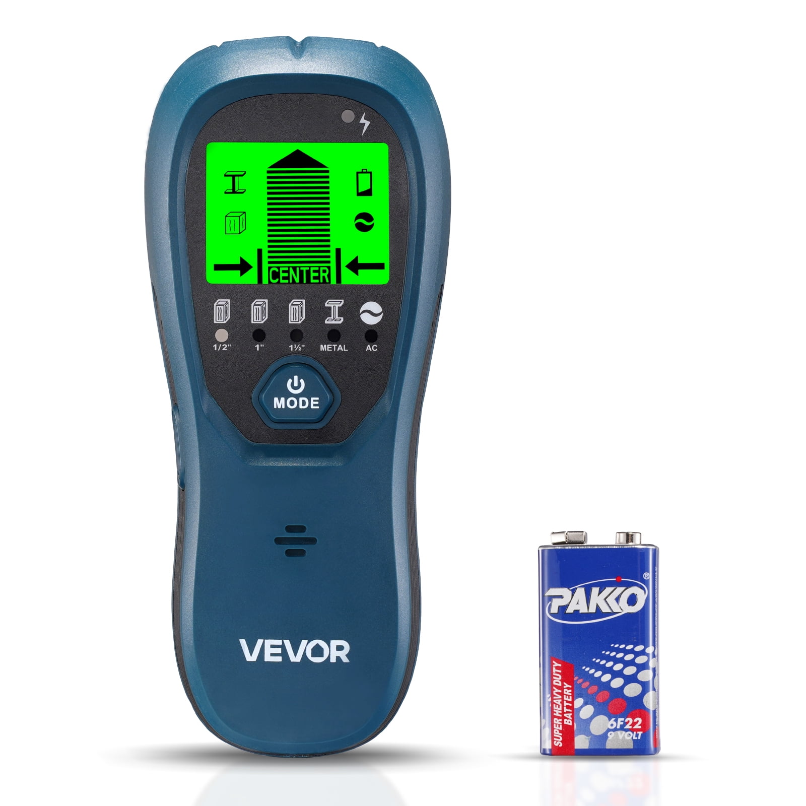 VEVOR Stud Finder Wall Scanner, 5 in 1, Electronic Wall Stud Detector with Smart Sensor, High-Definition LCD Display and Audio Alarm, for the Center and Edge of Metal, AC Wire, Joists, Pipes, Blue