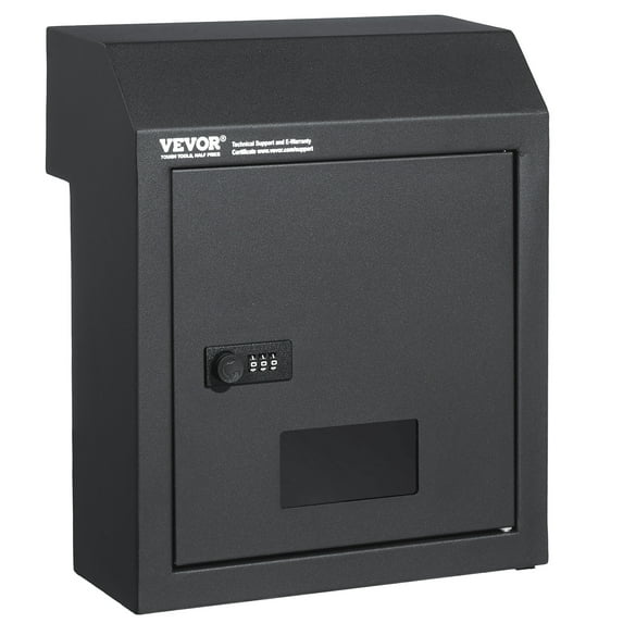 VEVOR Sturdy Metal Key Safe, Combo Lock, 12'' Size, Wall-Mounted, Secure Letter Keeper, Dark Gray