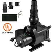 VEVOR Submersible Water Pump, 4000 GPH, 330W Cyclone Pond Pump with 3 Nozzles | 22ft Lift Height | 33ft Power Cord | Outdoor Water Fountain Koi Pond Aquarium Hydroponic Pump with Barrier Bag