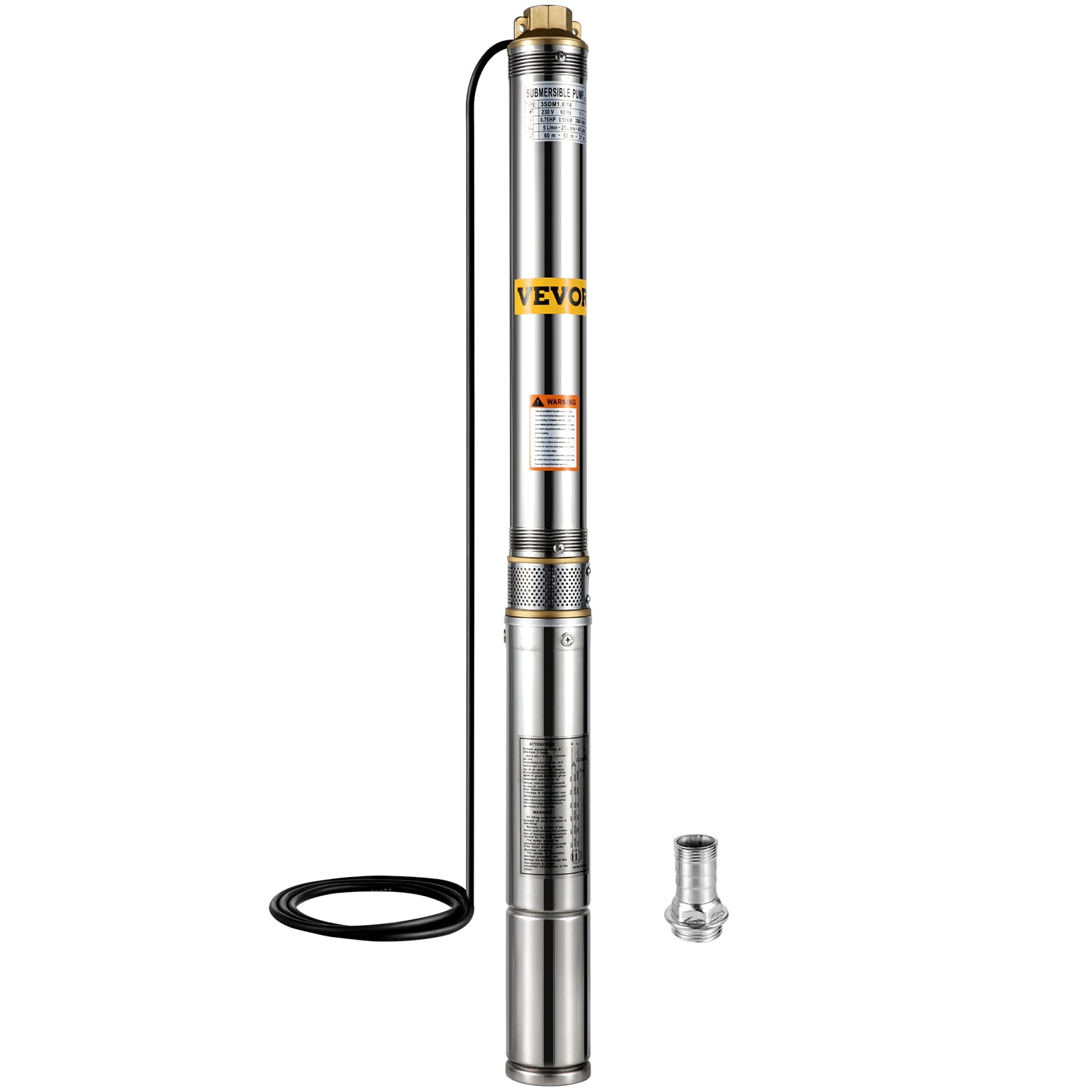 VEVOR Submersible Well Pump,3/4HP Deep well Submersible Pump 270ft Head,13GPM Deep Well Pump 3