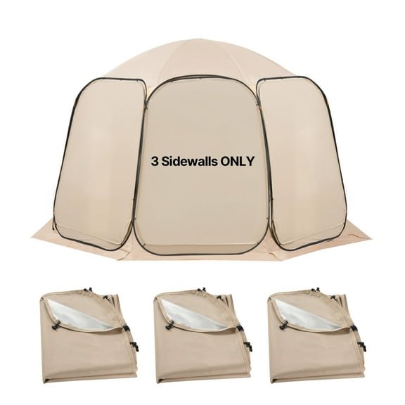 VEVOR Sun Shade Sail Canopy Covers, Fit for 12 x 11 ft Screen House Tent, Sun Protection, 5.51 x 4.59 ft 300D Oxford Silver-Coated Fabric, Pack of 3 (Not Include Tent), for Outdoor Activities, Beige