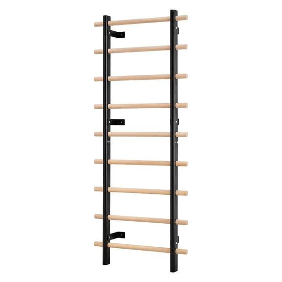 VEVOR Swedish Ladder Wall Gym, 9-Level Swedish Ladder Suspension Trainer,330LBS Loading Solid Wood + Carbon Steel Gymnastics Stall Bars for Adult, Compatible with 3.15" x 3.15" Power Rack Accessories
