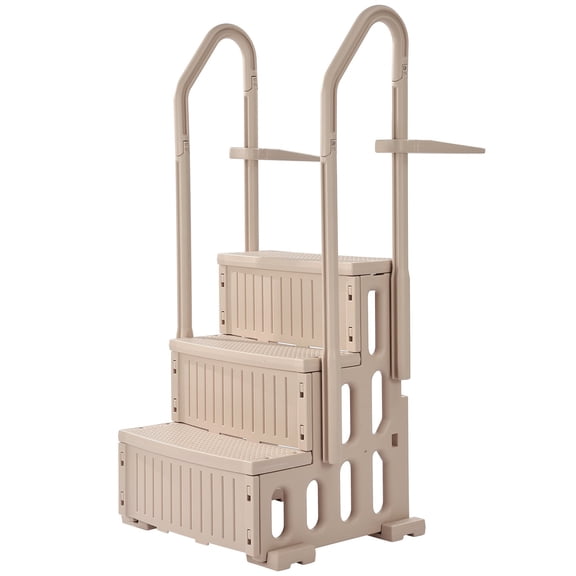 VEVOR Swimming Pool Ladder, 3-Step Double Handrails Stairs with Non-slip Heavy Duty Steps, Max Load Capacity 400 lbs, for 36-48 Inch Inground & Above-ground Pools of Any Decking Surface, Taupe