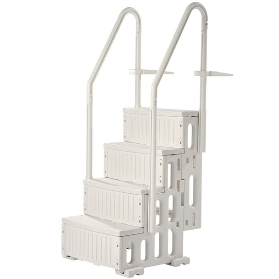 VEVOR Swimming Pool Ladder, 4-Step Double Handrails Stairs with Non-Slip Heavy Duty Steps, Max Load Capacity 400 lbs, for 48-54" Inground & Above-Ground Pools of Any Decking Surface, Milk White