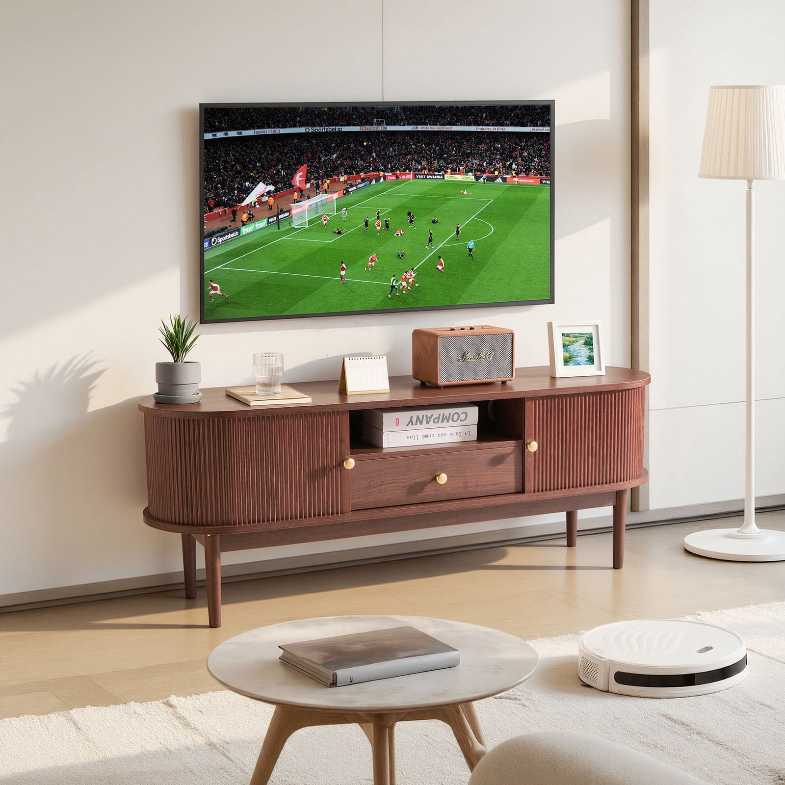 VEVOR TV Stand, Mid Century Modern Entertainment Center for TVs up to ...