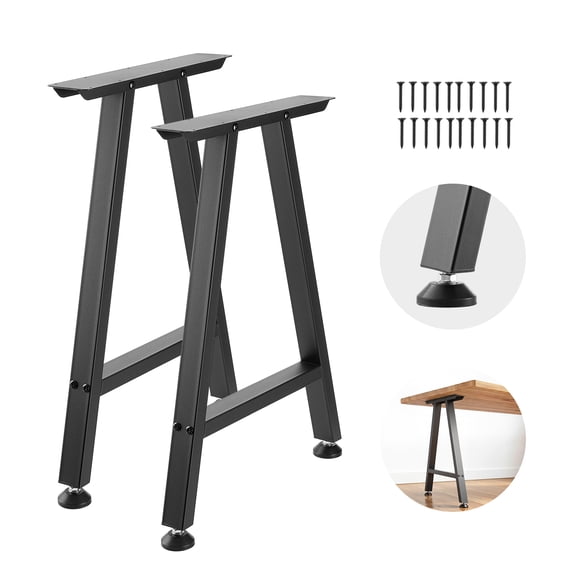 VEVOR Table Legs, 29.1" H x 21.7" W Trapezoid Steel Furniture Legs, Modular Design, Easy Assembly, 2204 lbs Max Load Heavy Duty, Ideal for Home Office Desk, Coffee Dinner Bar Tables,Set of 2, Black
