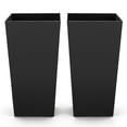 thumbnail image 1 of VEVOR Tall Planters Set of 2, 30 Inch Large Outdoor Taper Planters for Outdoor Indoor Plants, Front Porch Plastic Modern Flower Pots with Casters, Inner Pot & Drainage Holes for Patio, Garden, Black, 1 of 9